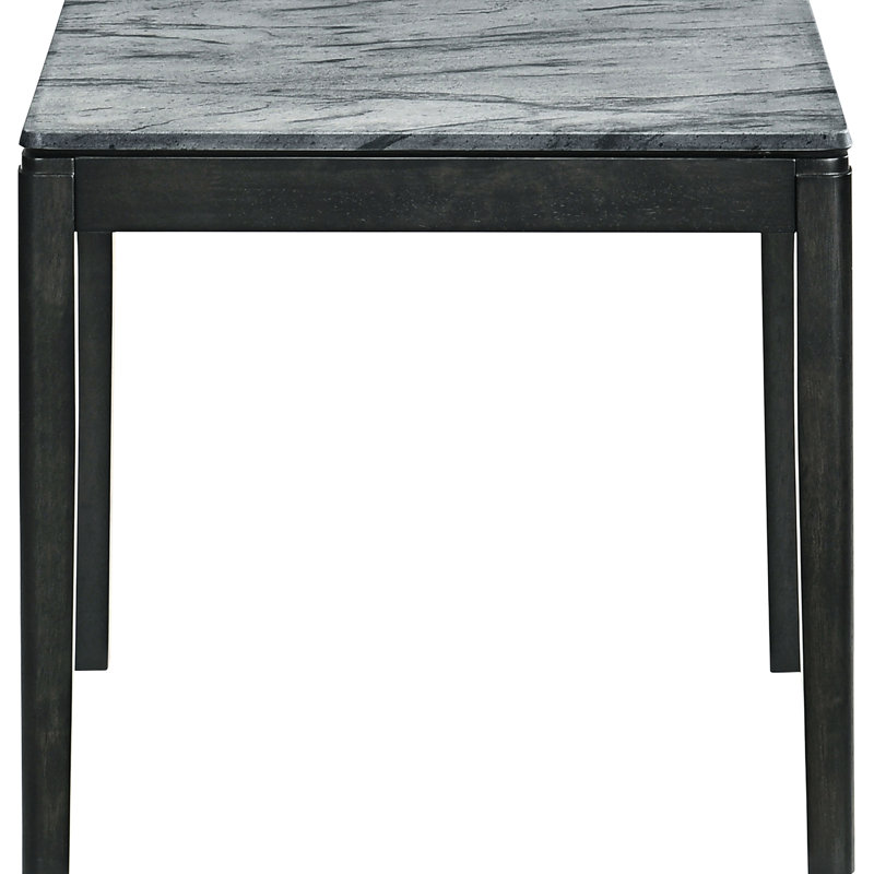 Table de bout rectangulaire élégante en faux marbre avec accoudoirs gris et noir, 22 pouces de hauteur, 23,5 de largeur, bois franc asiatique, espace de vie principal, marbre noir moderne, haut, pour primaire