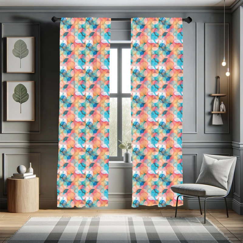Geometric Semi-Sheer Rod Pocket Sliding Panel, 28" x 95"