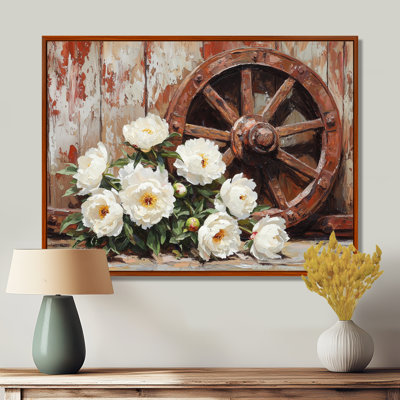 Imcke pivoines par la roue du chariot III - pivoines, art mural
