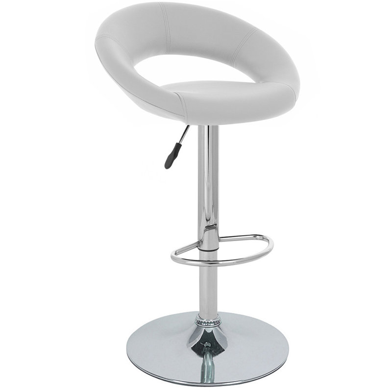 Tabouret de bar rotatif à hauteur ajustable Nouvel, blanc, 2