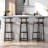 Set Of 3 Bar Stools With Backrest, Footrest And Metal Frame