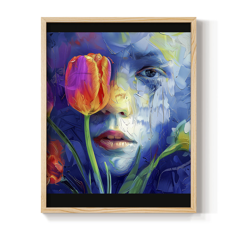 FLORAL Series DCCCXI Framed Print - Solid Wood, Natural, 11" H x 9" W