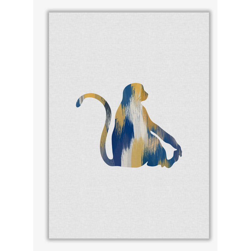 Monkey Blue & Yellow - Print, No Frame, 30 cm H x 21 cm W x 1 cm D