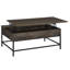 Ensemble de 2 tables basses et tables de bout à plateau relevable brun