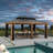PURPLE LEAF Hardtop Gazebo for Patio Wood Grain Galvanized Steel with Netting-82512211