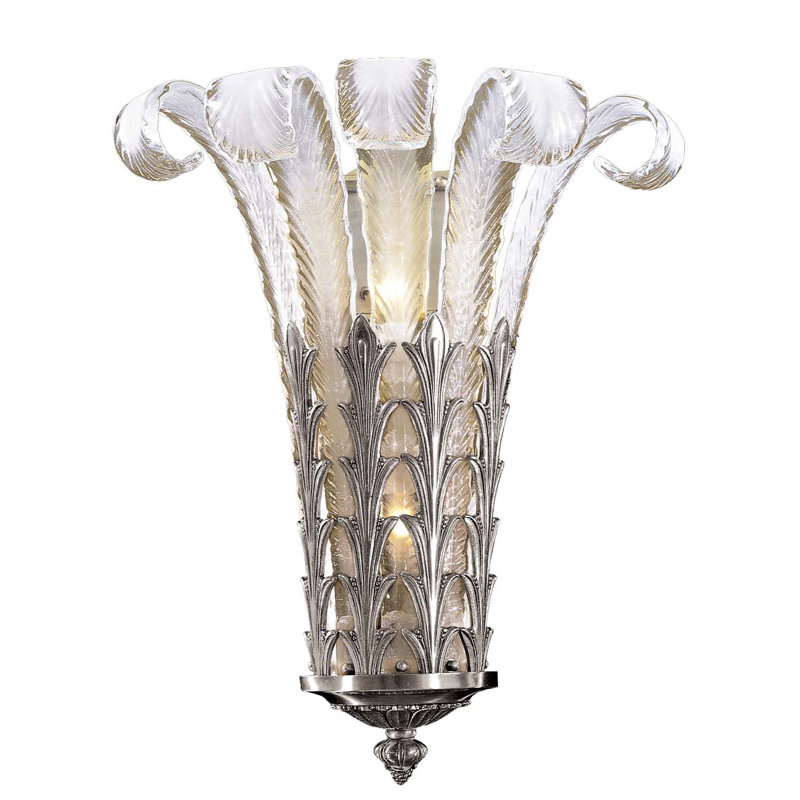 Glass Flush Mounted Sconce, Brass