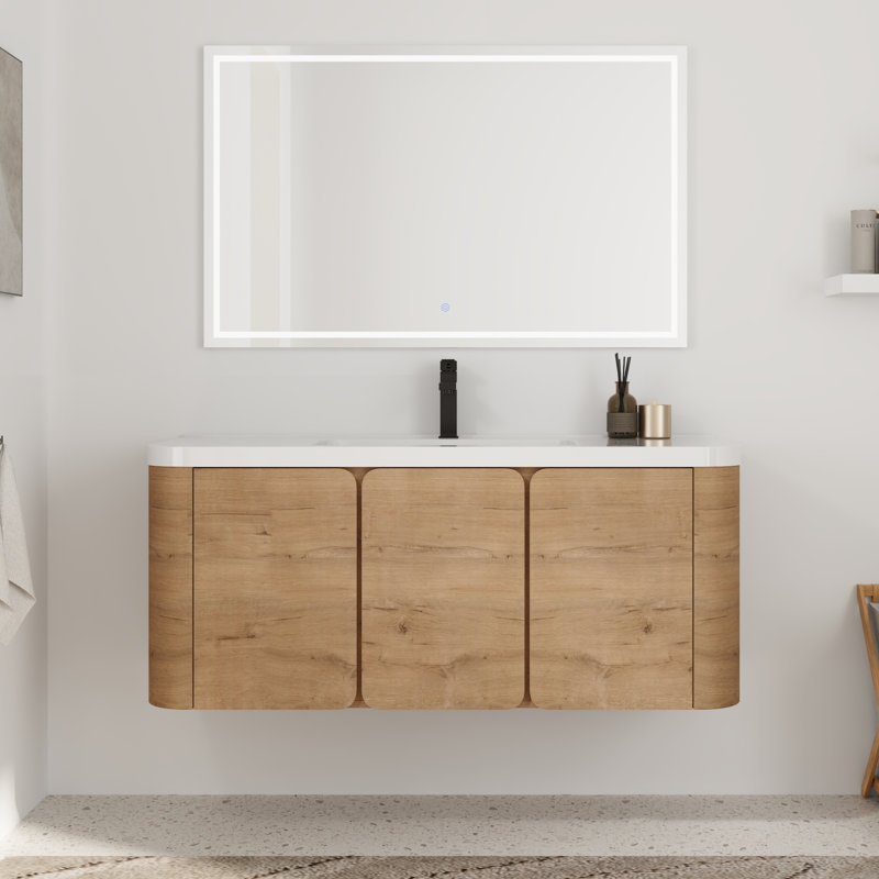 Ensemble de meuble-lavabo flottant simple 48 po avec résine, 48"