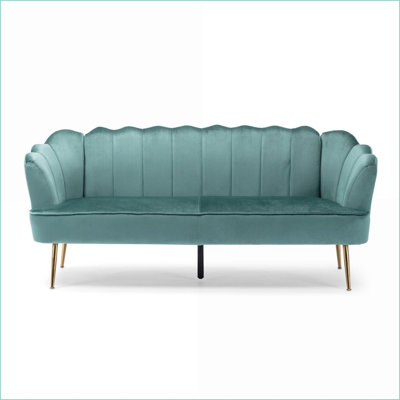 Sofas 3-Seater Modern Glam Velvet Sofa for Living Room | Turquoise | Velvet