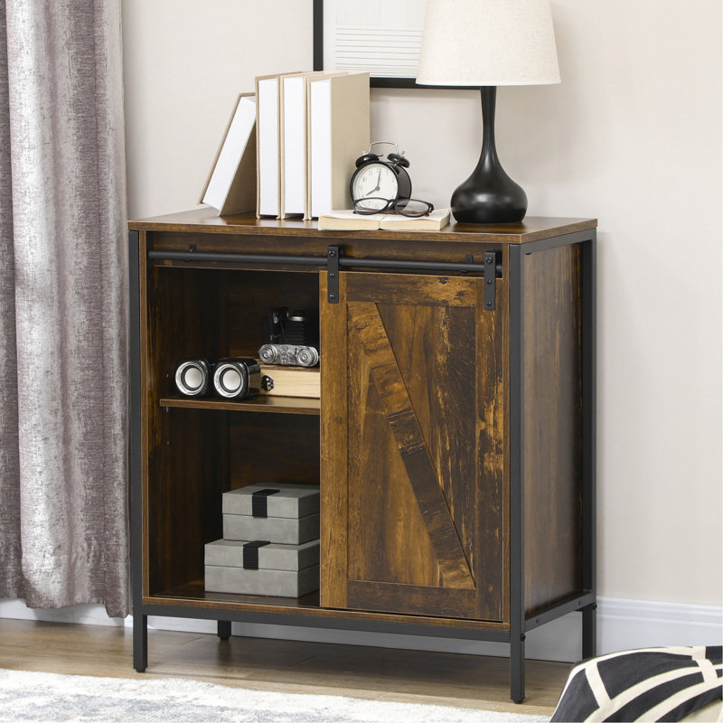 Buffet rustique brun avec cadre en métal - Porte coulissante décorative pour différentes pièces