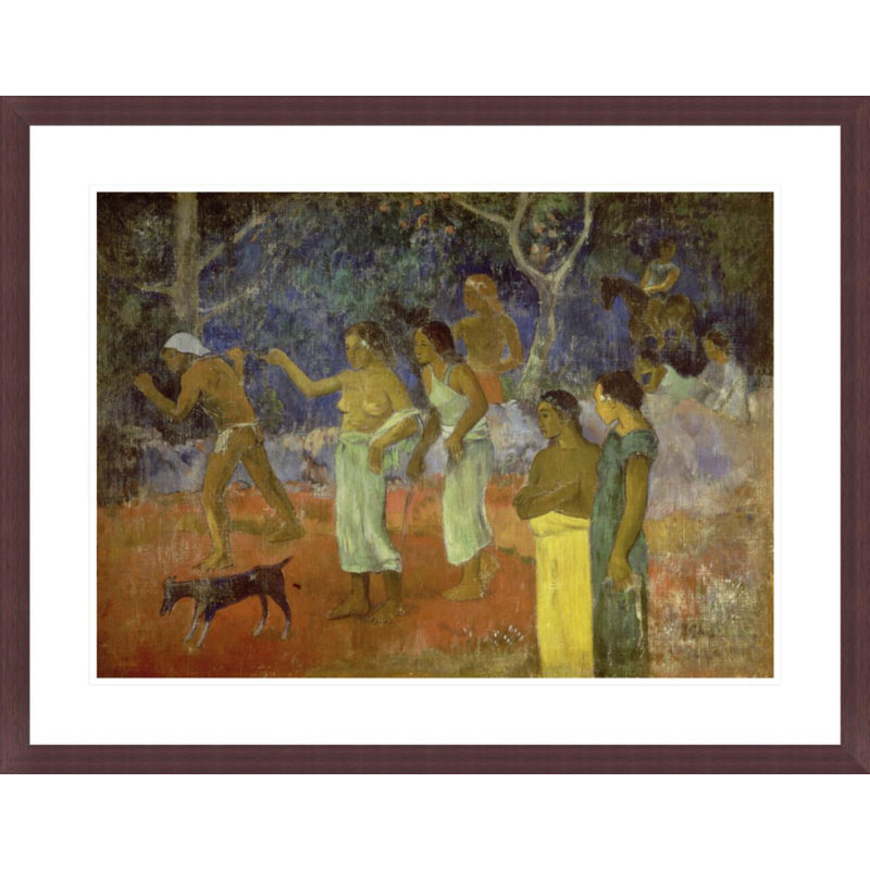 «Scene from Tahitian Life» par Paul Gauguin - Estampe numérique encadrée, H 22,99 po x l 29,5 po
