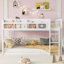 Lit superposé bas simple au-dessus de simple, lit superposé au sol avec échelle, lit superposé simple en bois massif pour enfants et enfants, blanc-1998449022