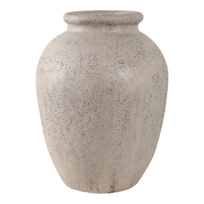 Modern Decorative Pottery Terracotta Vase With Textured Surface And Rounded Rim For Casual Home Style Accents Sleek Rustic Design Versatile Standalone Display Handmade-Look Artisan Finish