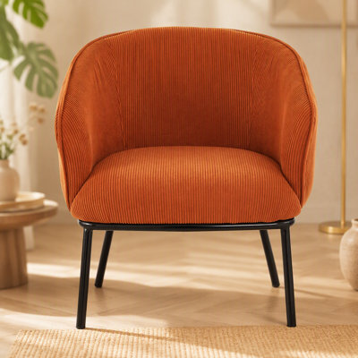 Fauteuil demi-tonneau, fauteuil d'appoint, fauteuil rembourré avec pieds en métal