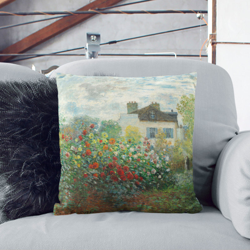 Garden In Argenteuil Square Throw Cushion, 55cm H x 55cm W x 20cm D, Black