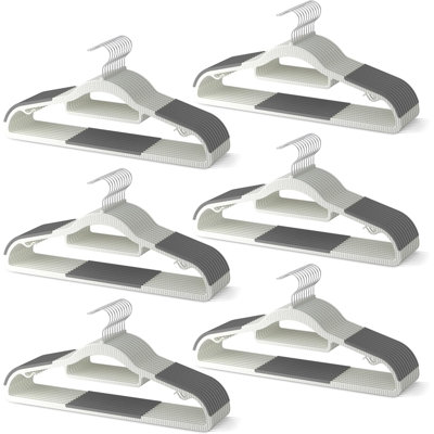Paquet de 60 cintres en plastique robustes, cintres antidérapants avec patins en caoutchouc et crochet à 360 ° - Cintre mince peu encombrant - Gris