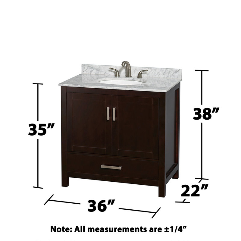 Sheffield 36" Freestanding Single Bathroom Vanity with Marble Top with 24" Mirror, Espresso