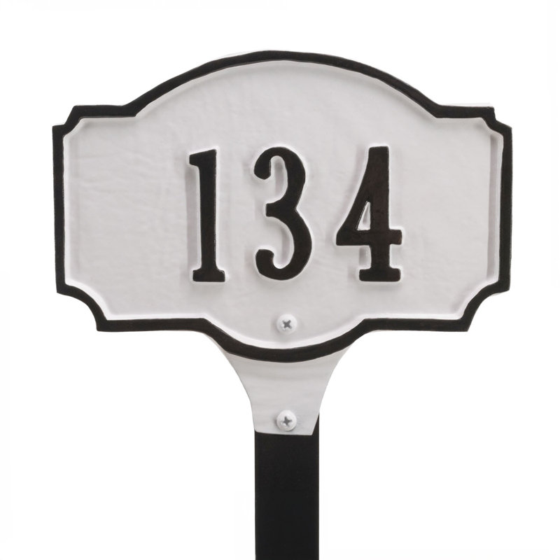 Plaque d'adresse pour pelouse sur 3 lignes, Sable / Or, Oui