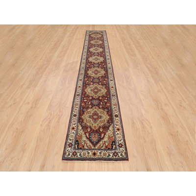 2'7" x 16'0" New Hand Knotted Red Wool Runner Oriental Rug - MOA10264966