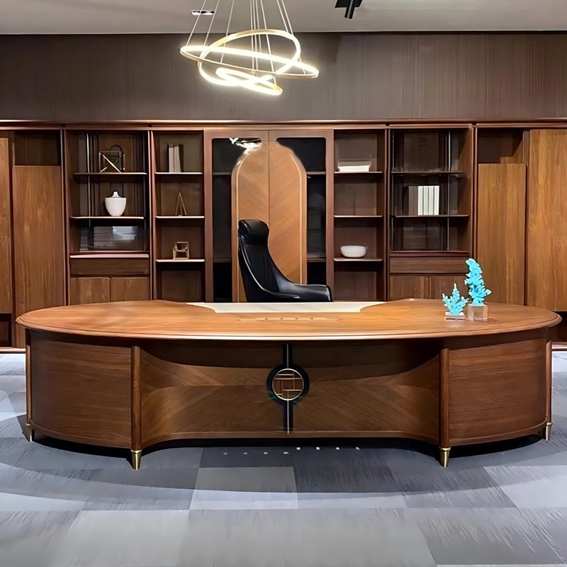 94.49"Modern Curved Solid Wood Ash Executive Desk