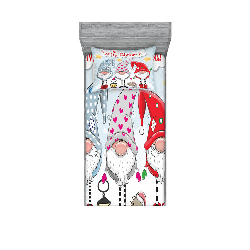 Drap-housse et coussin décoratif Ambesonne Christmas, bleu pâle multicolore