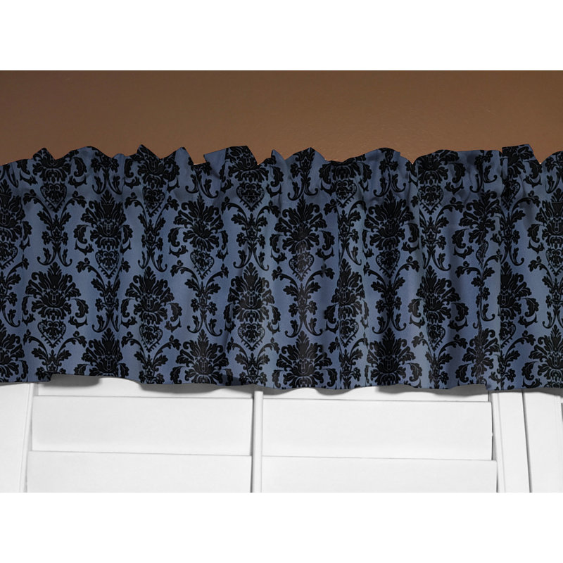 Cantonnière florale en damas 58 po, L 58 po x L 18 po, Bleu sarcelle foncé