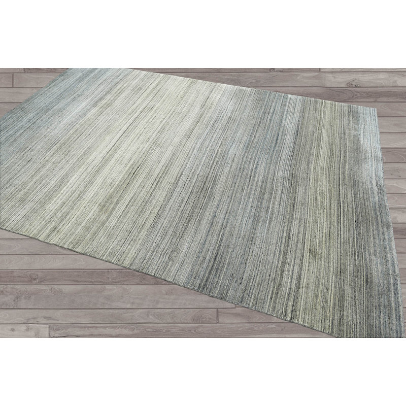Rameesa One-of-a-Kind 6'5" X 9'3" Wool Area Rug in Gray, Rectangle 6'5" x 9'3"