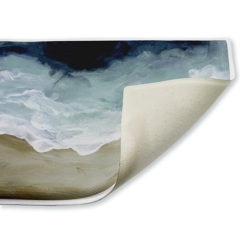  Tapis de bain antidérapant recyclé 18 po x 30 po, Paysage de plage aérien