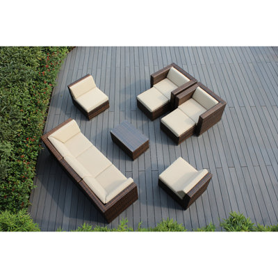 Kiara Wicker 7 - Person Seating Group with Cushions - No Assembly