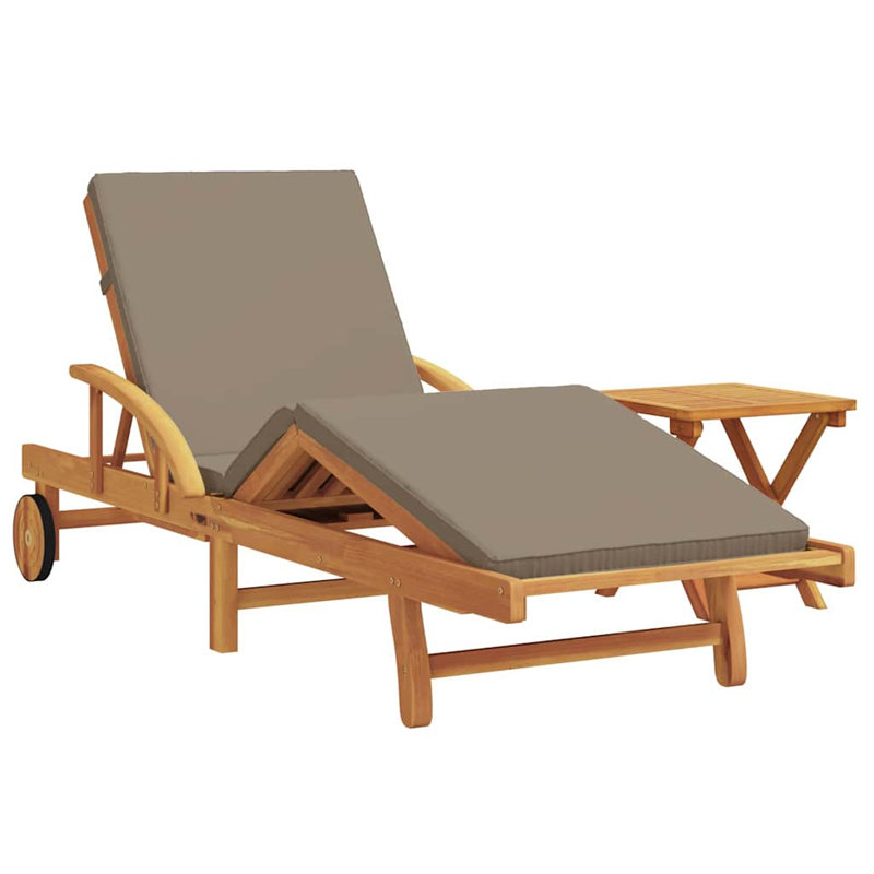 67cm Long Acacia Single Chaise, Taupe