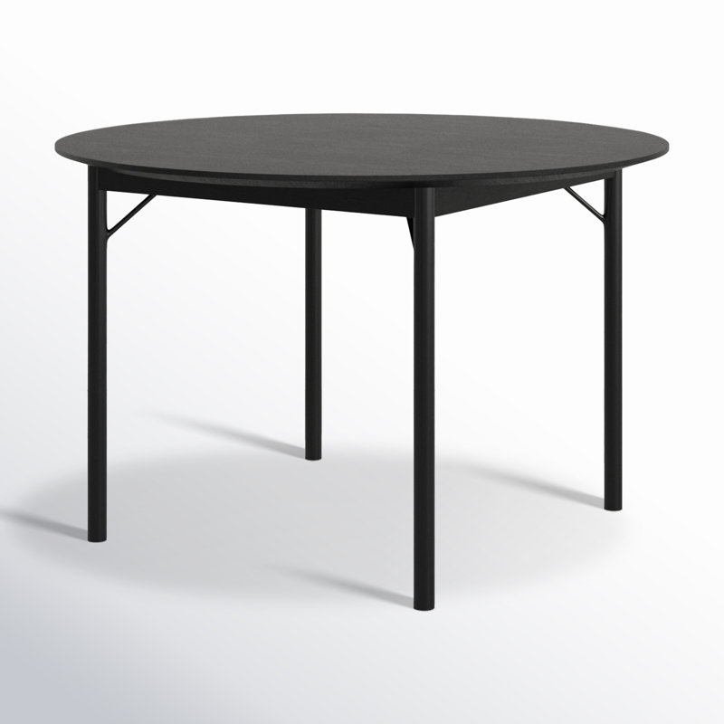 Kinslee Oak Round Solid Wood Top Metal Base Dining Table