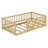 Twin Size Floor Bed With Slats, Montessori Floor Bed With Fence And Door, Kids Montessori Bed Twin Size, Wood Montessori Floor Bed For Kids, Girls, Boys,oak.