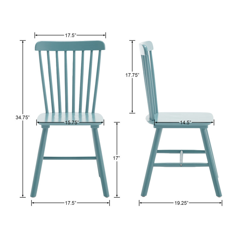 Mid Century Windsor Back Solid Wood Dining Chair, Farmhouse Slat Back Side Chair For Kitchen/Dining Room/Restaurant (Set of 6) 