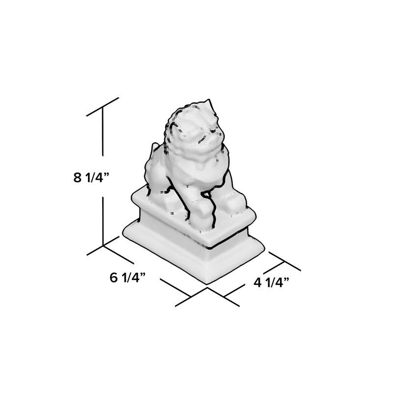 Statue de chien Temple Foo, Pierre brune, Droite