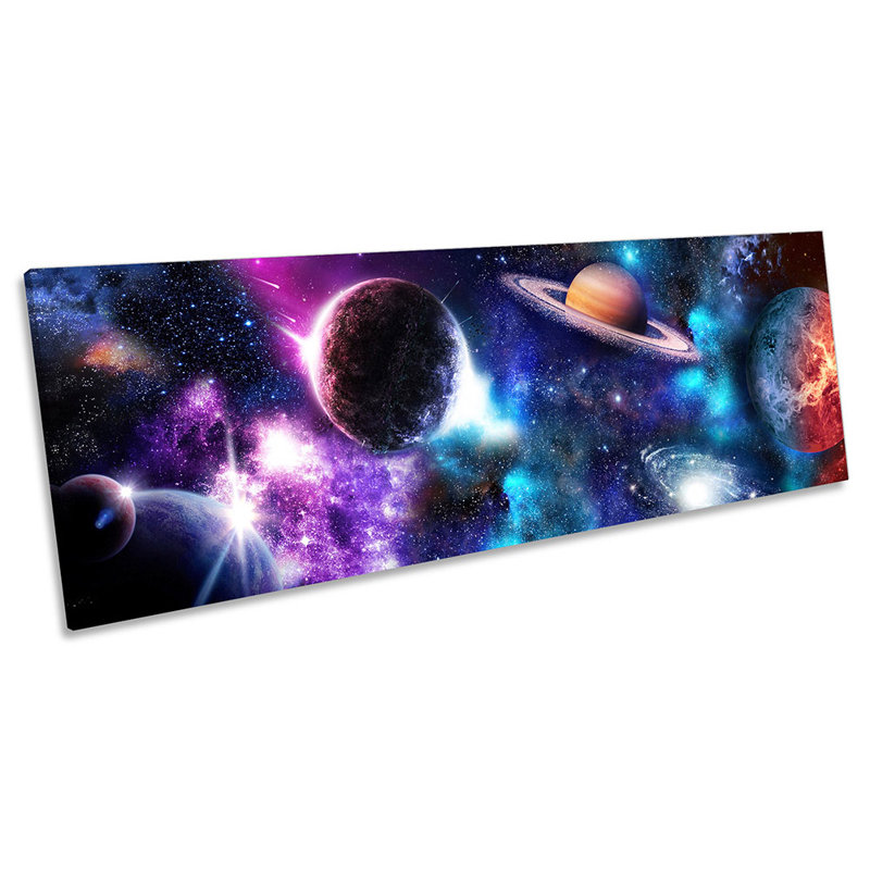 Space Astronomy Planets Panoramic - Wrapped Canvas Panoramic Print, 60.96cm H x 182.88cm W