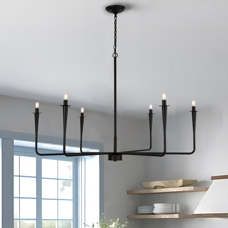 Glenarm 6 - Light Dimmable Classic / Traditional Chandelier, Matte Black