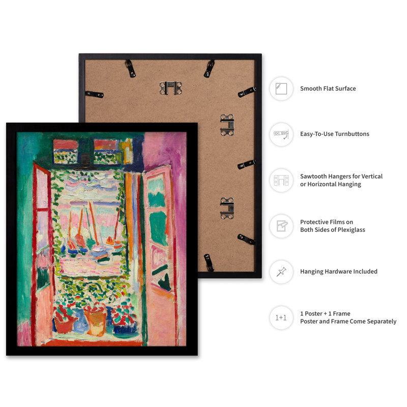 Henri Matisse - La fenêtre ouverte, H 12 po x l 16 po, Affiche, Cadre noir