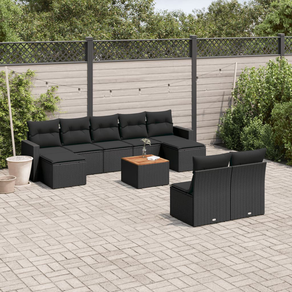 Vidaxl 10-Tlg. Garten-Sofagarnitur Mit Kissen Poly Rattan A55