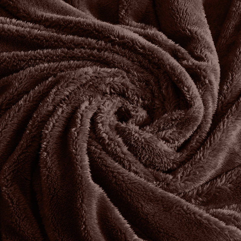 Misuzu Super Soft Reversible Sherpa Fleece Blanket, Single, Brown