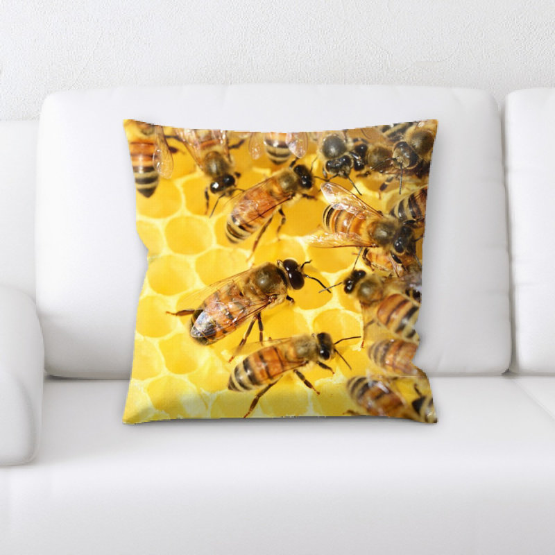 Coussin décoratif abeilles miel