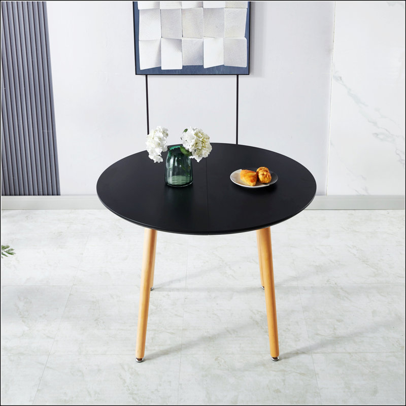 Table extensible polyvalente avec plateau en panneau de fibres à densité moyenne et pieds en bois, parfaite pour la salle à manger, le bureau ou le café, longueur réglable de 100 à 180 cm
