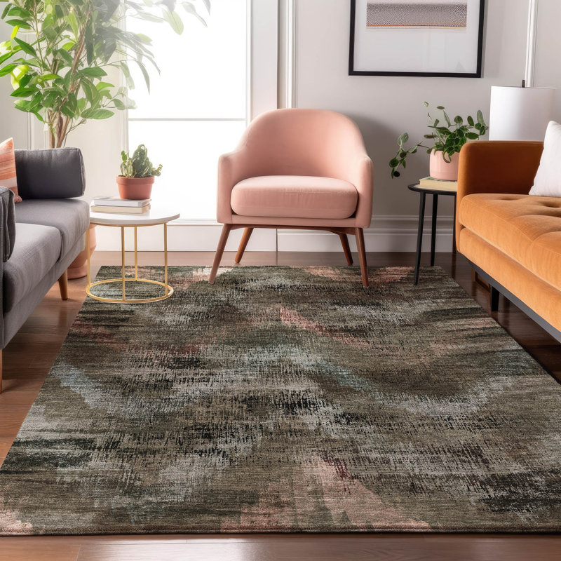 Premium Machine Washable Prisco Brown Rug, Rectangle 8' x 10'