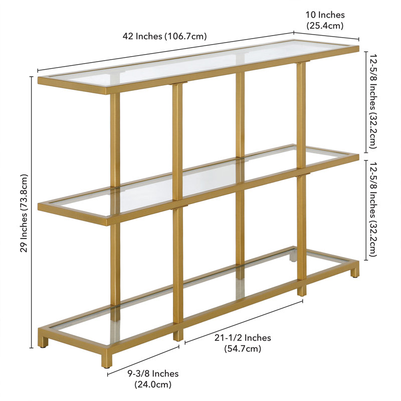 Greenwich Console Table, Brass, 29" H x 42" W x 10" D