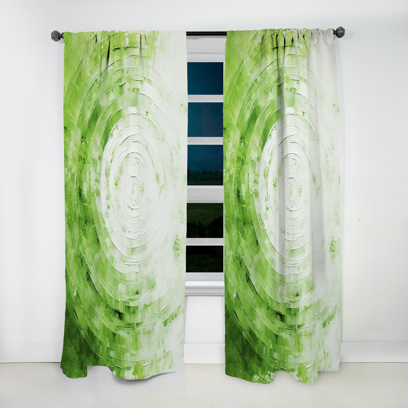 Green White Sage Spirals - Modern Curtain - Velvet Room Darkening - 1 Panel, 52" W x 108" L