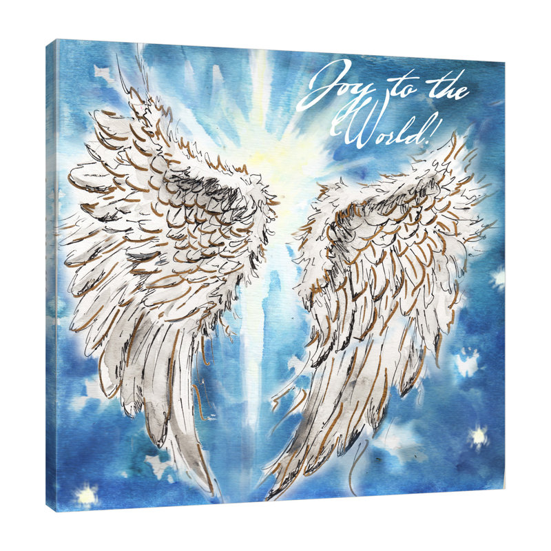 Watercolour Angel's Wings: Joy To The World - Wrapped Canvas Painting, 122 cm H x 122 cm W