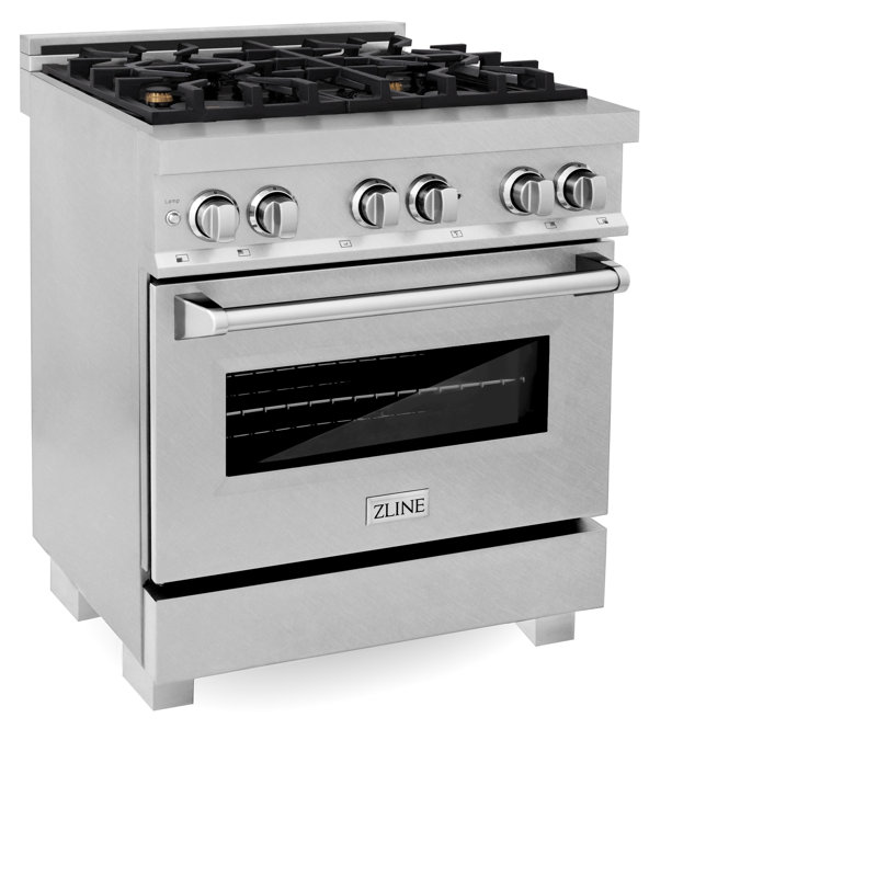 ZLINE 30" Legacy Dual Fuel Range, Brass Burners Satin Stainless Steel