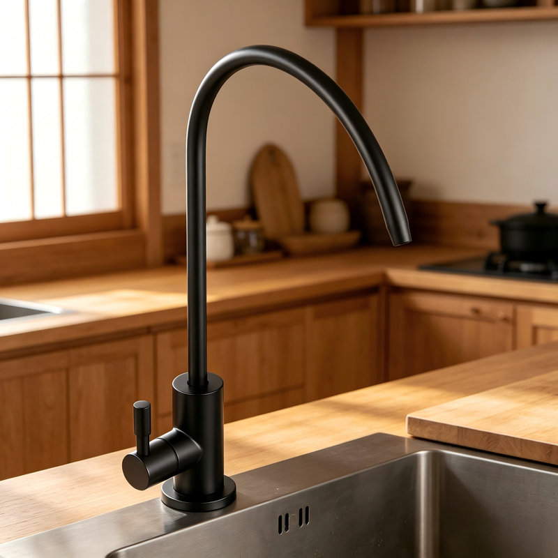 High-Arc Drinking Water Faucet: Features A Precision Brass Core For Leak-Proof Durability, A Premium Matte Black Finish, And Versatile Adaptability For Various Settings.