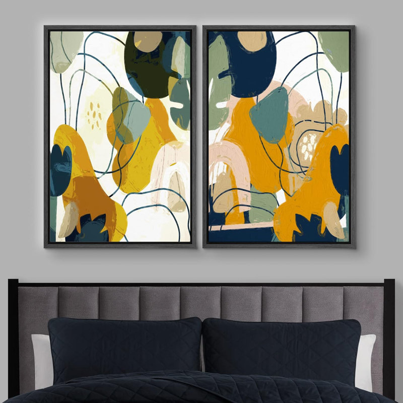 Illustration de formes abstraites en forme de feuille Mid-Century en forme de feuille de boho moderne, Noir