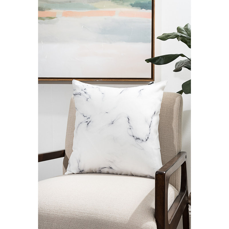 18" x 18" White Marble Polyester Floor Pillow