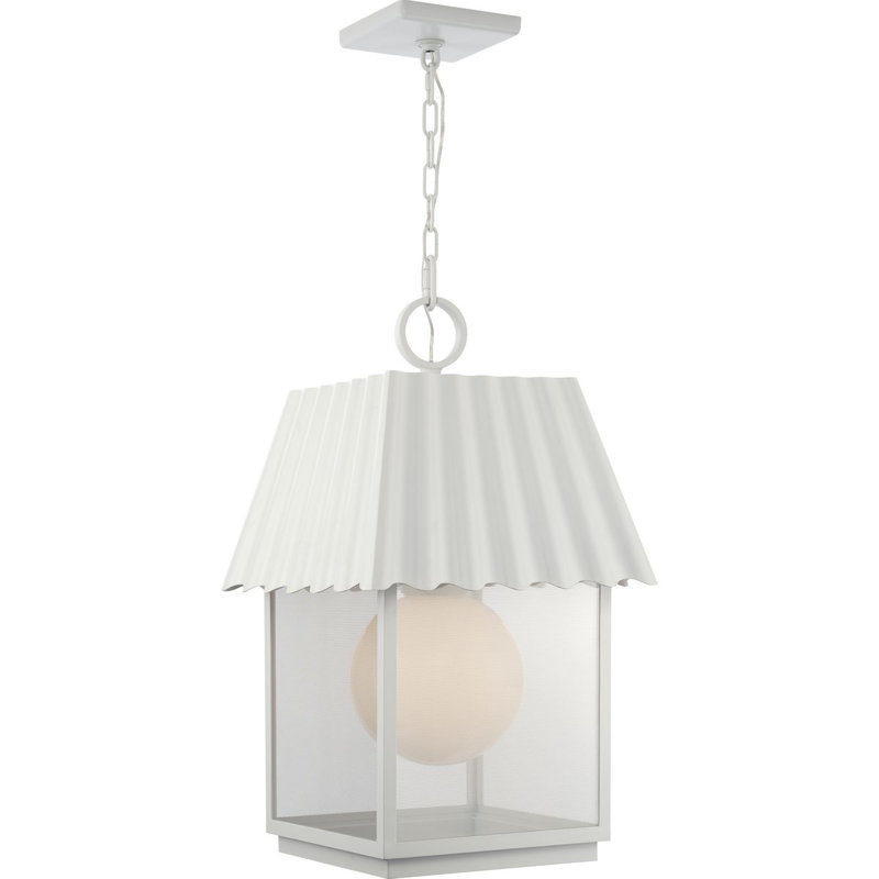 Lanterne suspendue d'extérieur à 1 ampoule Godin H 28,56 po, Abri blanc