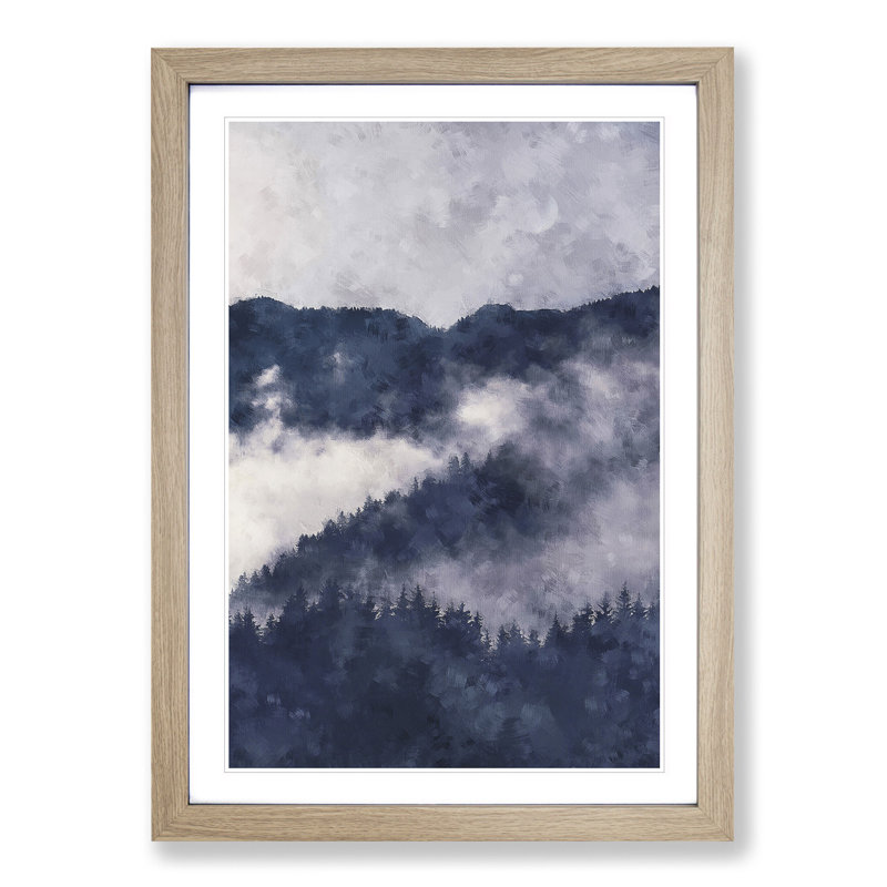 Waxing Moon over the Forest - Picture Frame Painting Print, 87cm H x 62cm W x 2cm D, Oak Framed